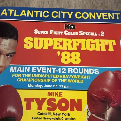 1988 KO Boxing Mike Tyson Vs Michael Spinks Super Fight Poster 32”x22” Rare HTF - 画像10/13