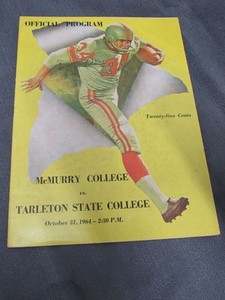 Football Program 1964 McMurray College Indians vs. Tarleton State College