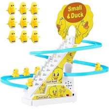 Small Ducks Climbing Toys,Electric Duck Climbing Stairs Tracks Slide Toy Set,...