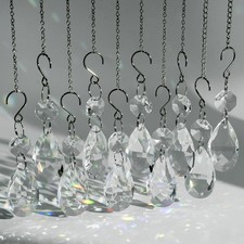 10pcs 38mm Clear Crystal Suncatcher Teardrop Prisms Chandelier Parts Home Decor