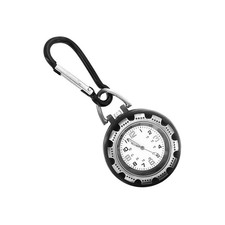 Silver Backpack Clip-on Hook Carabiner Open Face Quartz Pocket Watch For Hiking