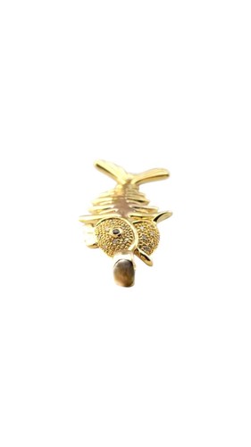Pendentif squelette poisson diamant or jaune 14 carats #20908 - Photo 5/10