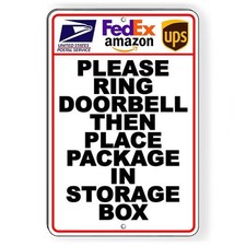 Ring doorbell then deliver packages to storage box sign or decal 6 sizes i260