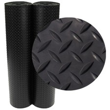 Black Diamond-Plate Rubber Flooring Roll - 3mm x 4ft x 7ft for Ultimate Prote...