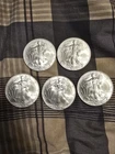 3 2010, 2 2008 American Silver Eagles 1 OZ, .999 FINE