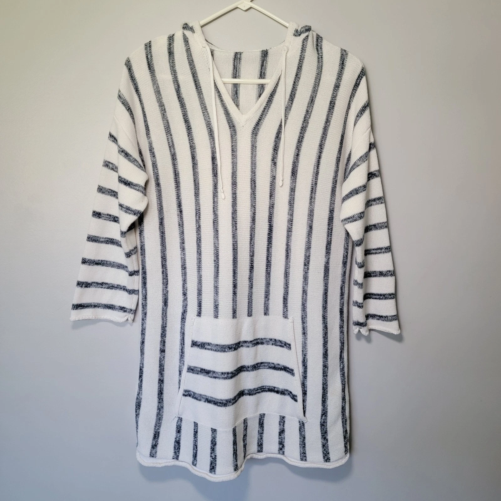 Tribal Jeans Nautical Coastal Hoodie Sweater Beach Cover-Up Tunic Top Womans L