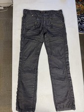 K&M Kosmo Lupo Mens Dark Wash Jeans Size 34 Zippers Clubwear Thick Stitch Black