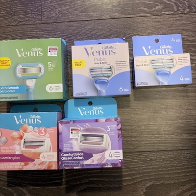 Lot Of  5 Gillette Venus ~ 5 Blade Extra Smooth Razor Refill Cartridge, 24 Total