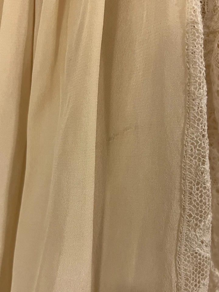 "Vestido de bautizo de encaje y seda marfil antiguo hecho a mano 2130🌟 33""" Foto 4 de 4