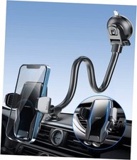 13" Gooseneck Phone Holder for Car Windshield Window Dashboard Vent, Black