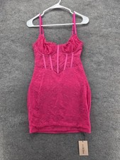 SheIn Dress Womens M Pink Bodycon Short Sweetheart Lace Strappy Zip Party