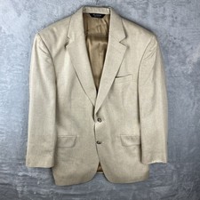 Jos A. Bank 100 Silk Sport Coat Jacket Men 40R Houndstooth Beige/Tan Blazer