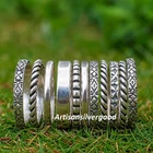 Oxidized 925 Silver Stackable Ring Set: Boho Tribal Style, 11 Piece All Size