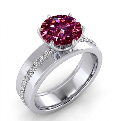 #ad 5.00 Ct Certified Round Cut Red Natural Diamond Ring VVS1 White Gold Finish $204.52