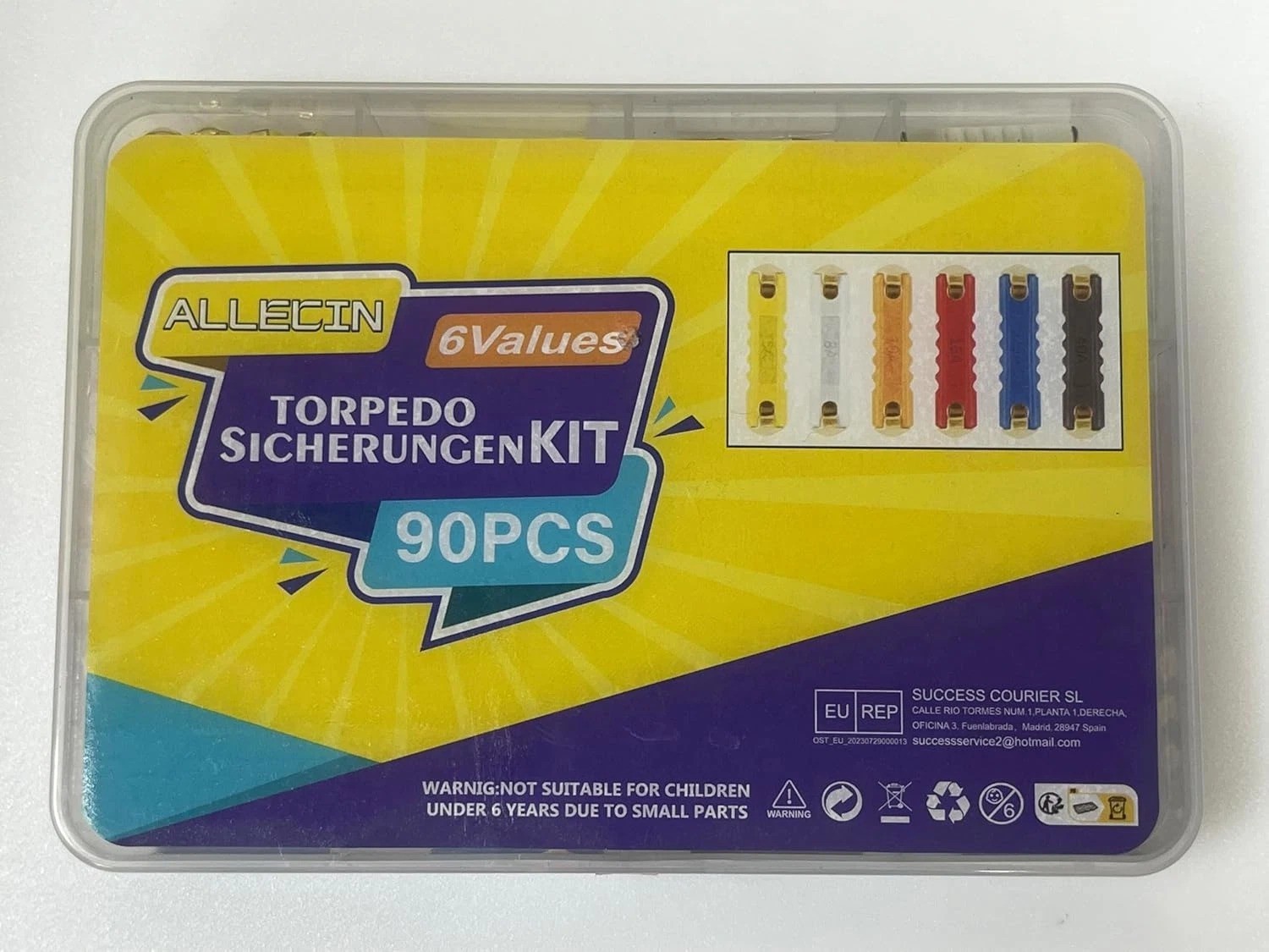 90Pcs Torpedo Fuse Kit 5A 8A 10A 16A 25A 40A Classic European Car Fuses Set