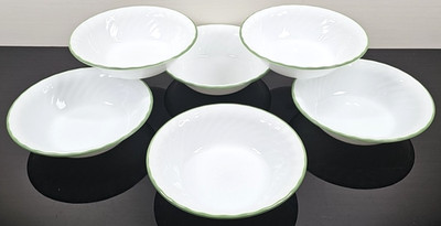 6 Corelle Chutney Soup Cereal Bowls Set White Swirl Green Microwavable Dish Lot