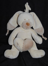 🍀Doudou Lapin Musical NICOTOY SIMBA Beige Ecru Coeur Bastien Peluche 27 / 43 Cm