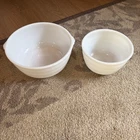 2) 1940s GE Vintage 10” &  7” General Electric Ribbed Milk Glass Mixing Bowl