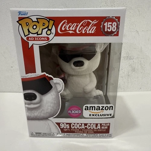 Funko Pop! AD Icons Coca Cola 90s Polar Bear Flocked #158 Amazon Exclusive