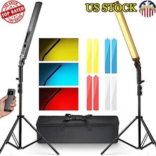 LED Video Light Stick Kit W/ Remote Dimmable Color Filters Stands Photography US
