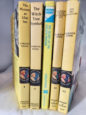Nancy DREW MYSTERY SERIES BOOKS 4, 33, 36, 51, and 53