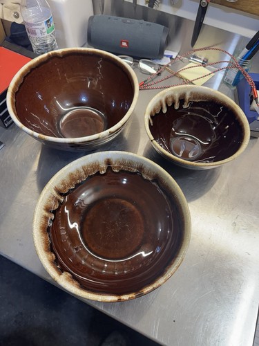 Vintage Pfaltzgraff Gourmet Brown Drip Mixing Bowl Set