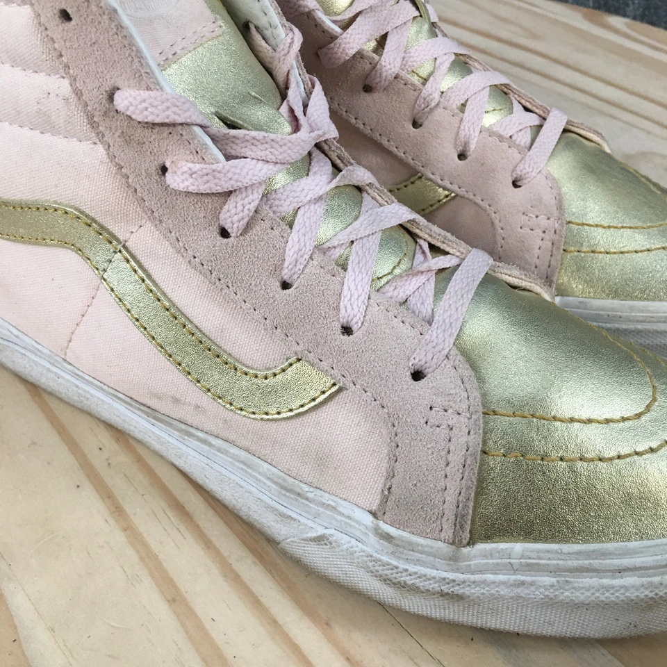 Vans Shoes Youth 6 Pink Gold Sk8-Hi Old Skool Sneakers Zip Back Suede 721454 - Image 4 of 4