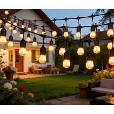 200FT Outdoor Festoon Lights Mains Powered LED E27 Bulb Garden Lights Heavy Duty