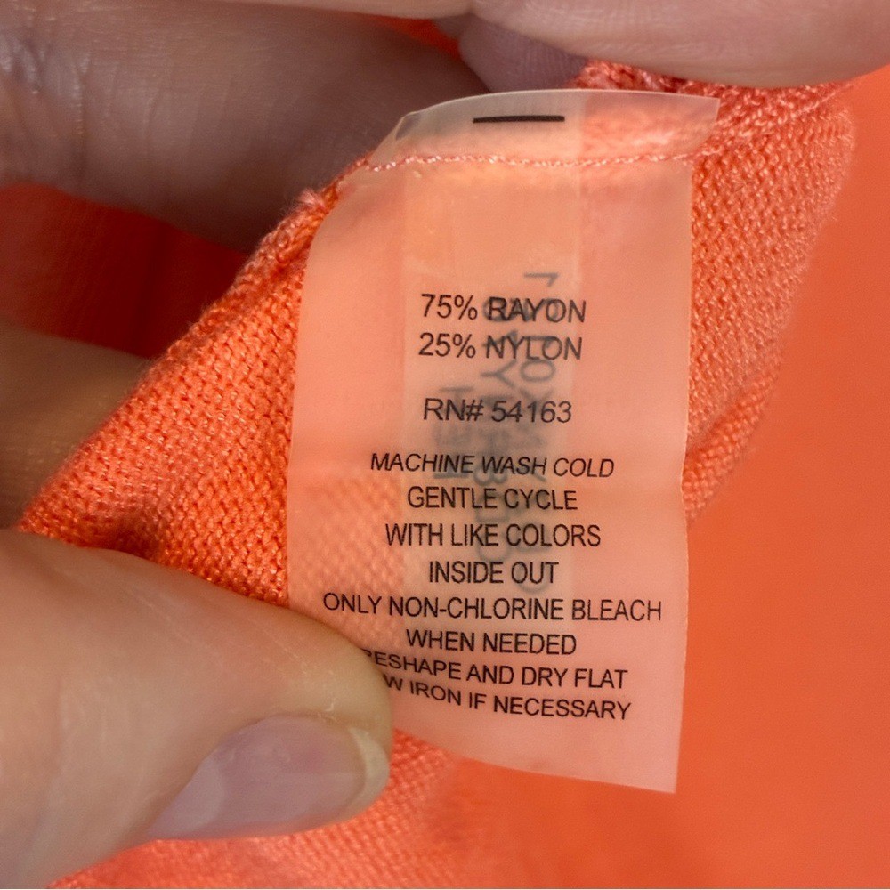 Calvin Klein Orange Open-Front Cropped Cardigan — NWT, Size Large thumbnail 3