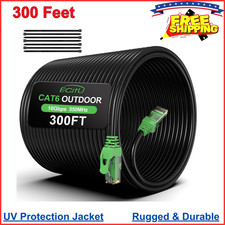 300FT Cat6 Outdoor Ethernet Cable, In-Ground, Heavy Duty Direct Burial 24AWG CCA