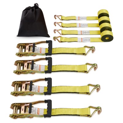 Uimoso 4 Pack Ratchet Tie Down Straps 5000 lbs 2'' x 15' Heavy Duty Double J Hook