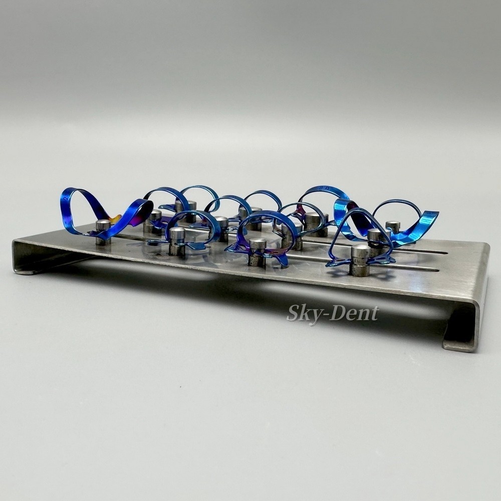 12pcs Endodontic Rubber Dam Clamp Dental Clamps Instruments with Sliver Tray