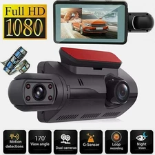 1080P Dual Lens Car DVR Dash Cam Video Recorder G-Sensor Front And Inside Camera