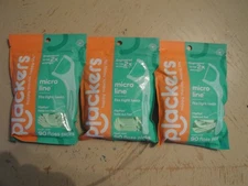 3x PLACKERS Micro-Line Dental Floss Fresh Mint 90 Count Pack Resealable Bag #P24