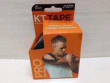 KT Tape, Jet Black Athletic Tape, 20 Count, 10” Precut Strips New 