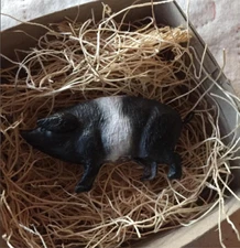 New 3D Dresden Black n White Pig Hampshire Paper Christmas Ornament Decoration