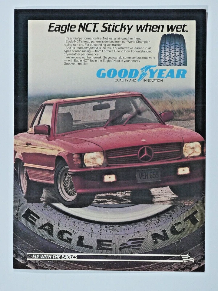 1983 Mercedes Benz Vintage Sticky When Wet Eagle Original Print Ad 8.5 x 11" - Image 3 of 4