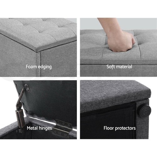 Artiss Storage Ottoman Blanket Box Foot Stool LARGE Chest Toy Velvet Leather - Picture 5 of 43