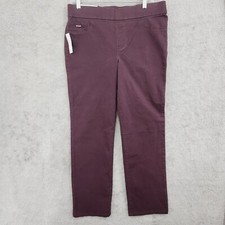 NWT Nine West Jeans Heidi Pull-On Straight Pants Stretch Twill Maroon 14PT