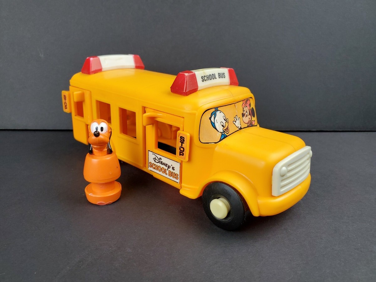 Vintage Disney Mickey's N and OUT School Bus & Pluto Figure
