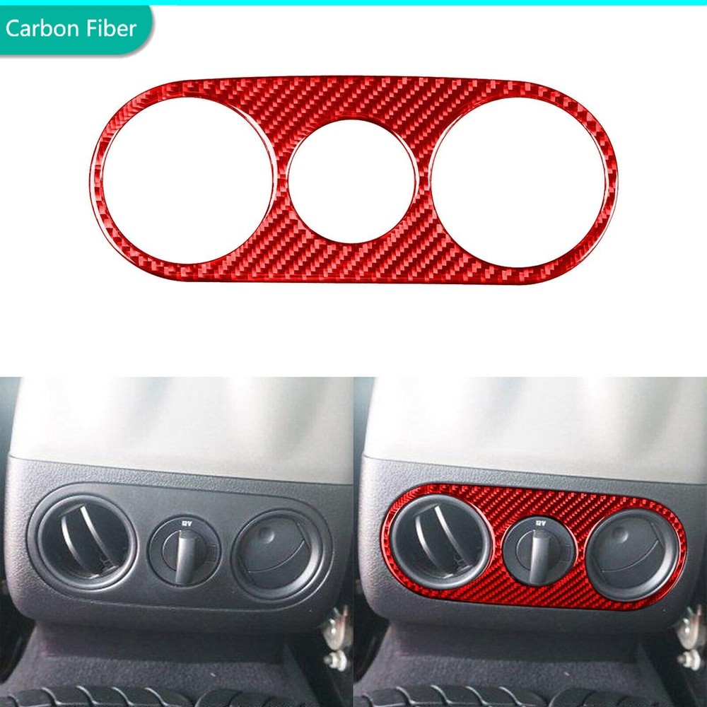 Red Carbon Fiber Rear Control Air Vent Outlet Cover Trim For Ford F150 FX4 04-08