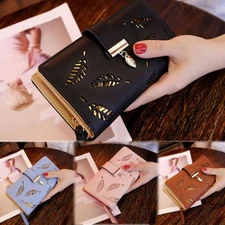 Women Long Leather Wallet Checkbook Card Holder Purse Lady Elegant Buckle Clutch