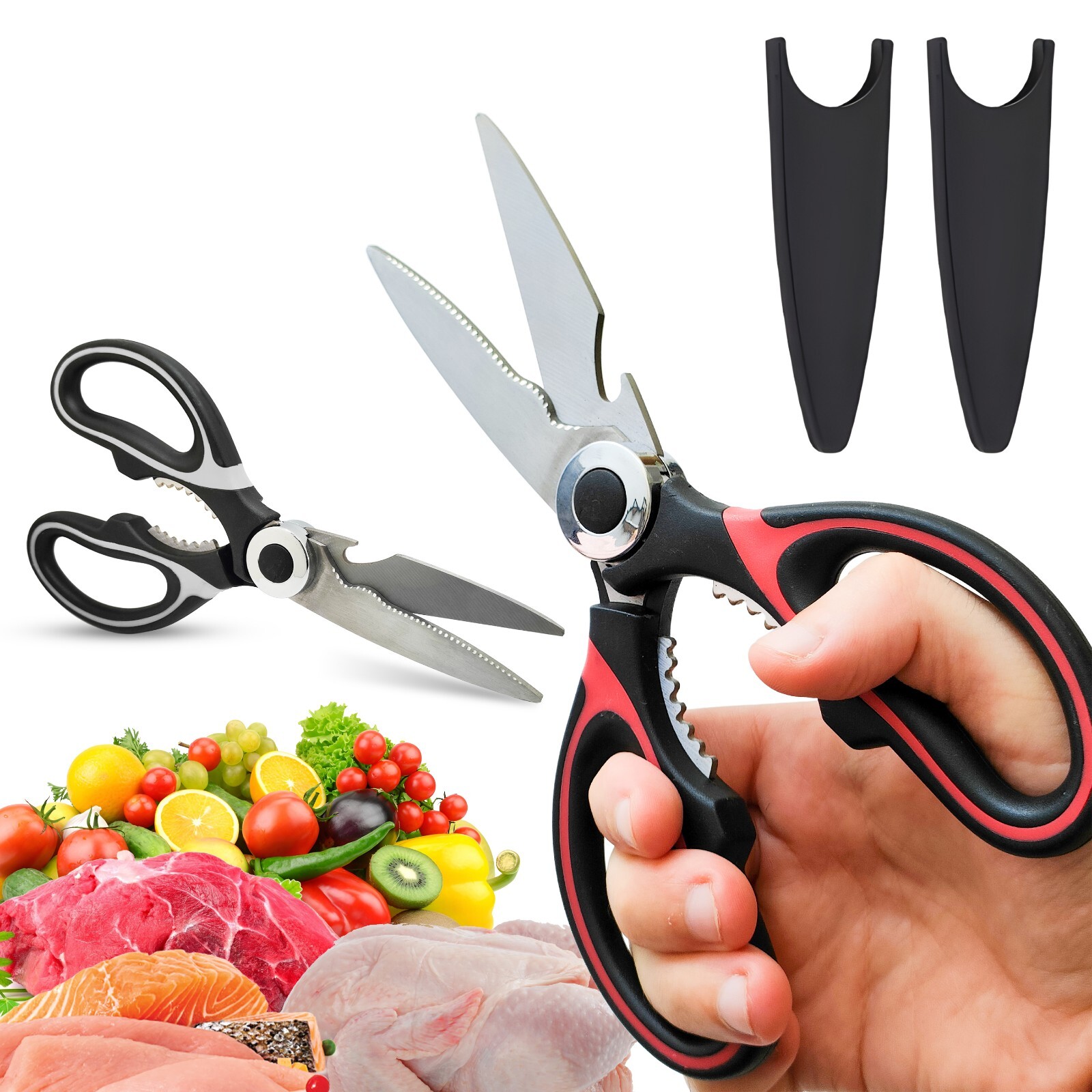 2pcs Kitchen Shears Scissors Heavy Duty Sharp Food Meat Chicken Utility Chopping