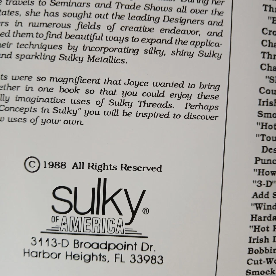 Concepts in Sulky Rayon Metallic Threads Project Book Joyce Drexler Vintage 1988 - Image 4 of 4