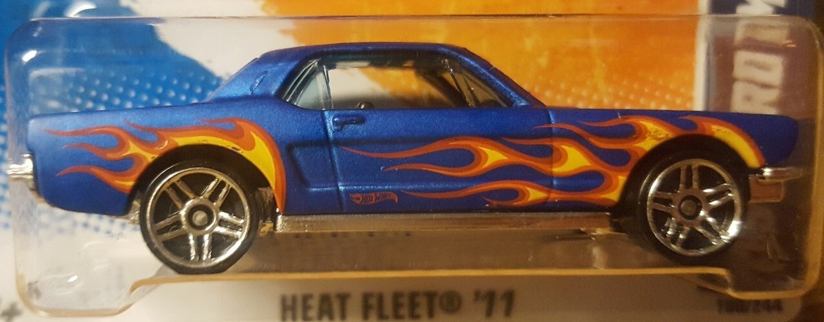Hot Wheels 2011 '65 Mustang Heat Fleet - Bronze With Yellow Flames, Opening Hood, Collector 10/10 - View #12