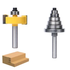 8mm Shank Rabbeting Router Bit Woodwork Trimmer Cutter with 6 Bearings Set 17