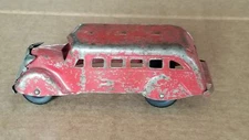 Vintage 1930s Wyandotte/Marx 6" Greyhound Bus Pressed Steel Wood Wheels Q2