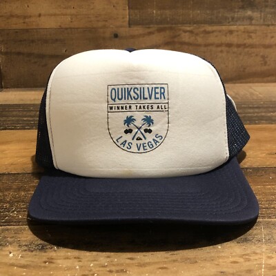 Quiksilver Hat Snapback Trucker Cap Mens White Blue Las Vegas Winner Takes  All