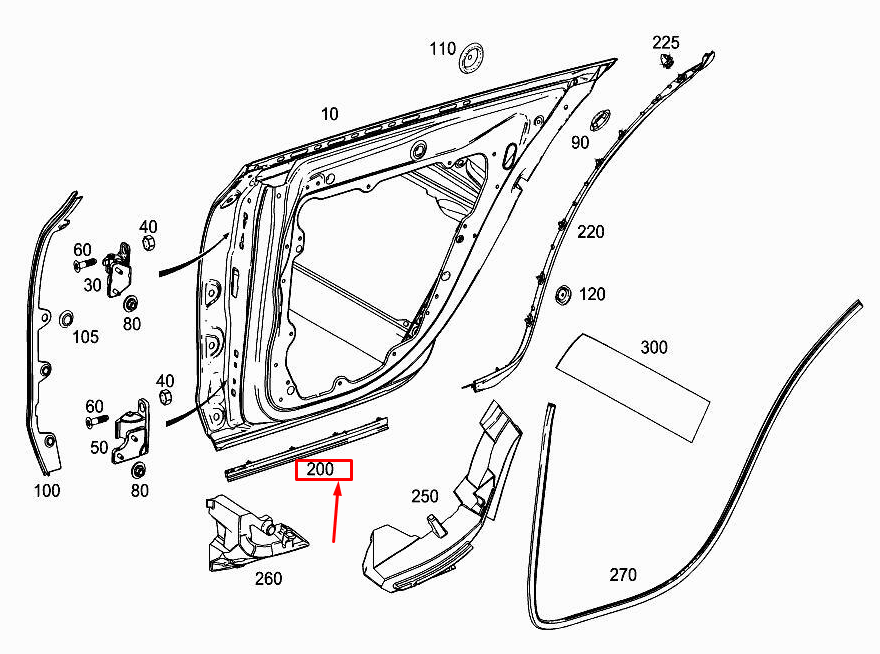 MERCEDES-BENZ CLS C257 Türbodendichtung hinten links A2577300901