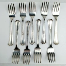 9 National Silver NS Co Salad Forks Pattern: NINE (Discontinued) EPNS 6"